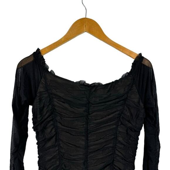 Majorelle Jardin Darling Ruched Dress in Black Lace Up Front Bodycon Size Large - Picture 9 of 15